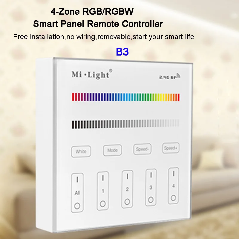 

Miboxer RGB/RGBW led strip Light dimmer 2.4G 4-Zone Brightness Smart Panel WiFi iBox Smart Controller WL-Box1