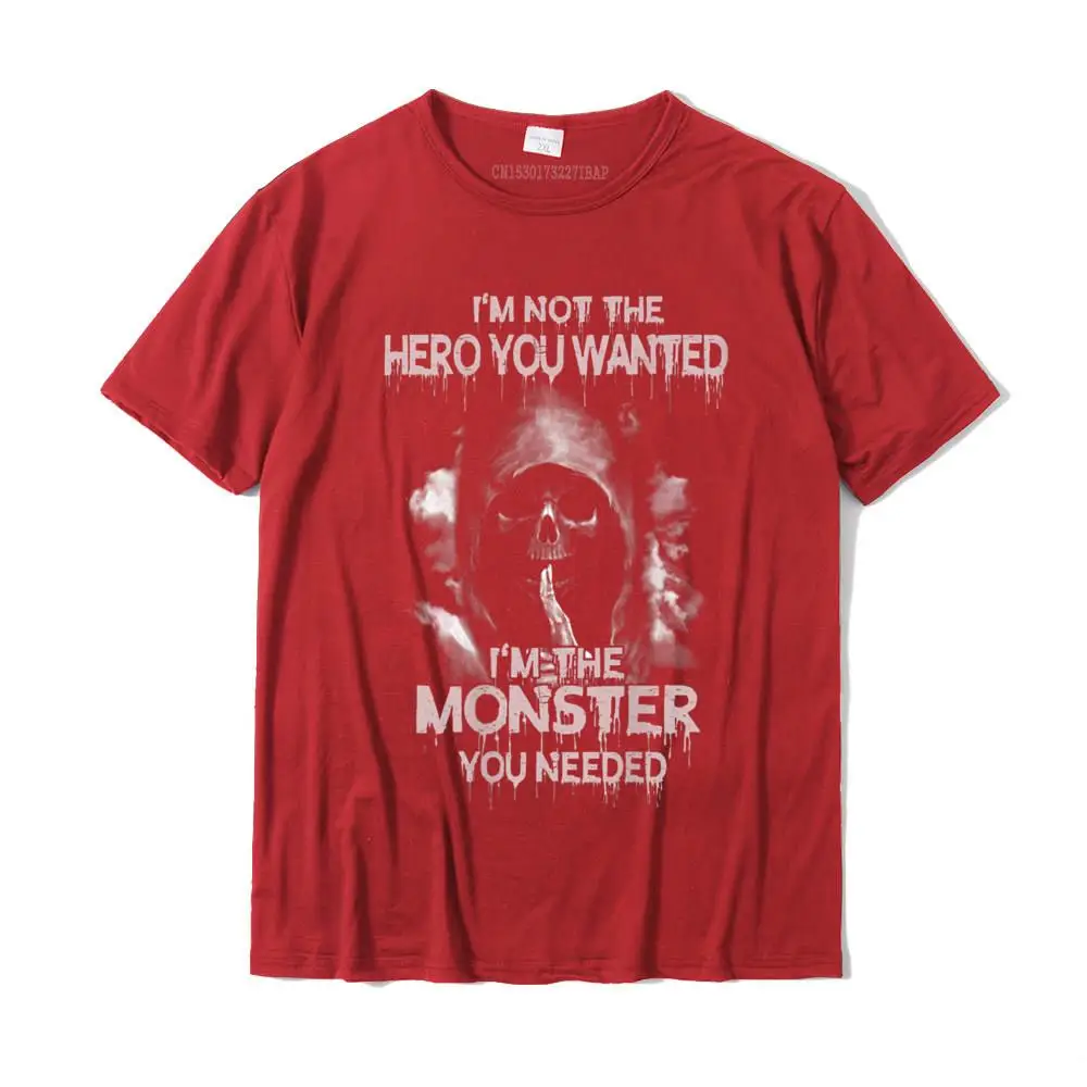 Design Crew Neck T-Shirt Summer Tops Shirts Short Sleeve Special 100% Cotton Casual Sweatshirts Crazy Mens Wholesale Grim Reaper Not The Hero You Wanted I'm The Monster T-Shirt__MZ16727 red