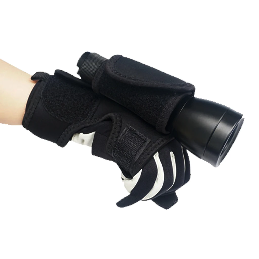 Scuba Diving Dive Underwater Torch LED Flashlight Hand Free Holder Glove Holster Hand Mount