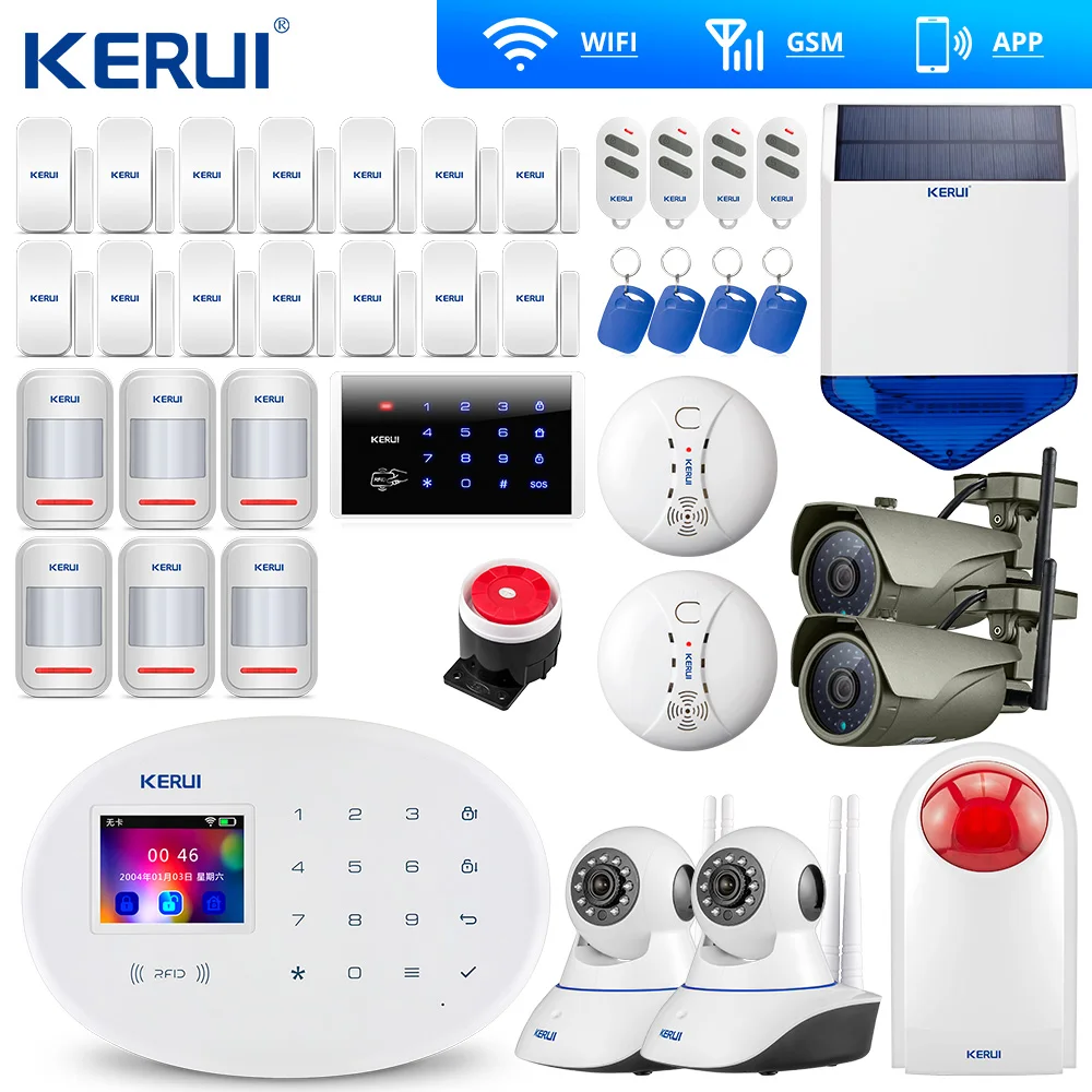 KERUI W20 New Model Wireless Touch Panel WiFi GSM Security Burglar Alarm System APP RFID Card Wifi IP Camera Outdoor Solar Siren KERUI W20 New Model Wireless Touch Panel WiFi GSM Security Burglar Alarm System APP RFID Card Wifi IP Camera Outdoor Solar Siren