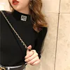 JoinYouth Half Turtleneck Pullovers Solid Appliques 2022 Autumn Winter All Match Women Sweaters Slim New Pull Femme Fashion J261 ► Photo 3/5