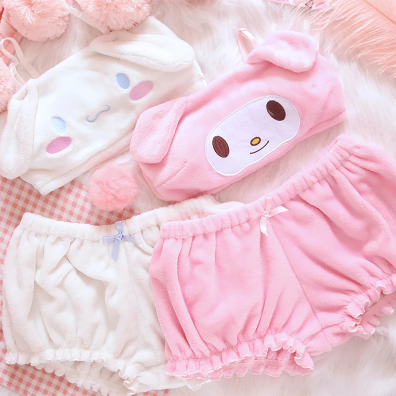 Kawaii Sanrio Cinamoroll Pajamas Girl My Melody Plush Toy Kawaii Anime Cute Lovely Velvet Top Shorts Lolita Underwear Sleepwear kawaii sanrio kids pajamas hello kitty cinnamoroll short sleeves shorts set sleepwear summer girl homewear child clothes suit