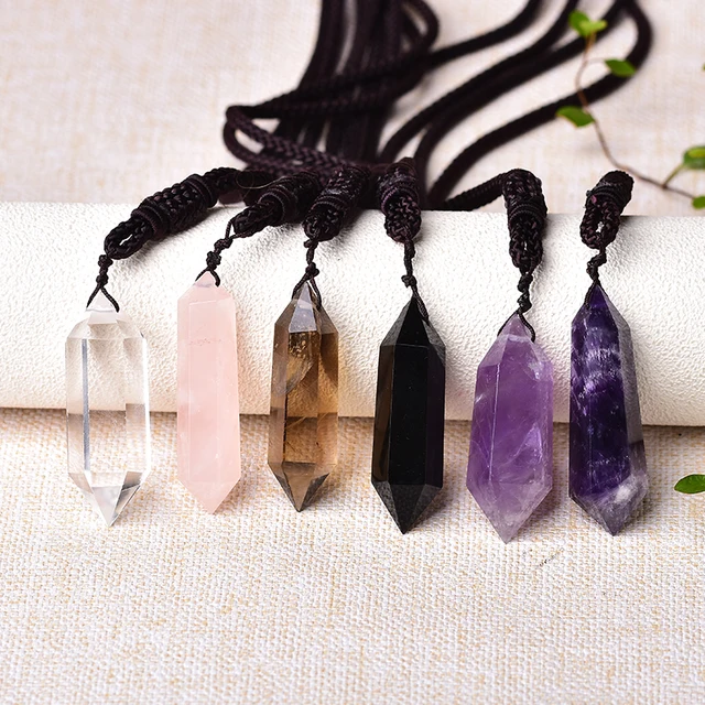 Natural Crystal Pendant Jewelry Double Terminated Point Healing Souvenir For Men Women Jewelry Gift Fashion Simple Amulet 1