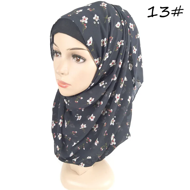 180*75 см мусульманский шифоновый хиджаб шарф арабский платок для женщин Цветочный горошек ислам платки и палантины хиджаб femme - Цвет: 13