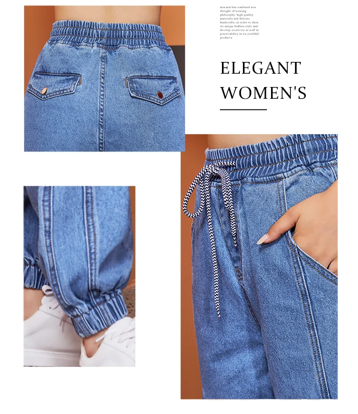 Женские эластичные джинсы LEIJIJEANS, свободные спортивные брюки-капри, новая стильная модель большого размера с высокой посадкой