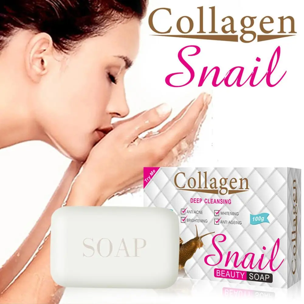 

100g Snail Essence Soap Collagen Eliminates Wrinkles Remove Acne Scar Whitening Anti Aging Face Care Cleansing Cream