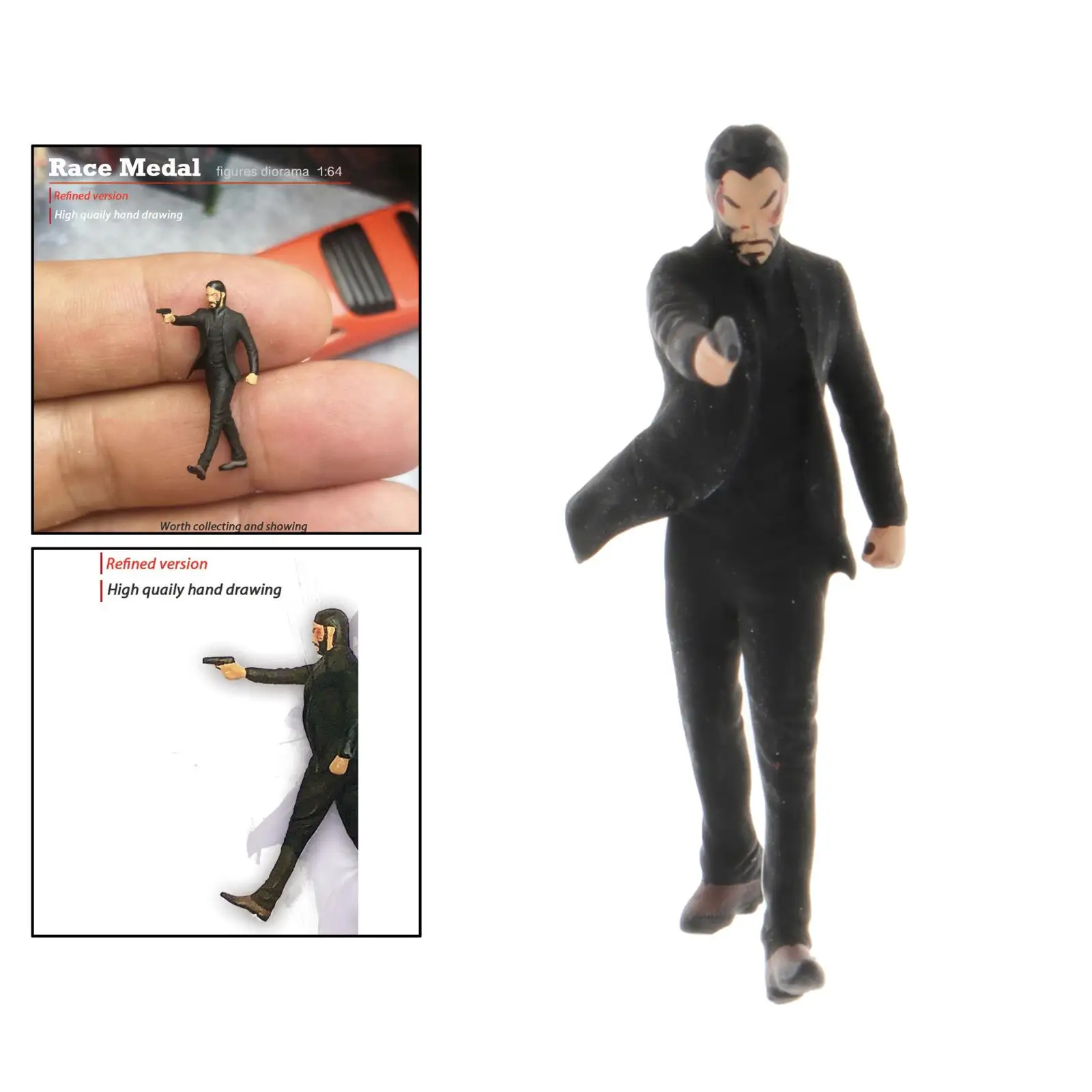 1/64 Hollywood Series John Wick Movie People Figurine Model Train Diorama Layout Scenario Miniature
