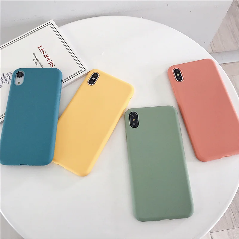 Для iPhone 13 12 Mini 11 Pro X Xs Max XR 8 7 SE простой чехол для телефона тонкий морозный Мягкий из