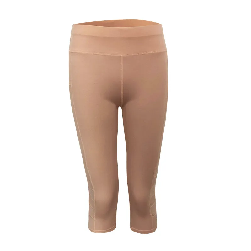 Khaki Women Skinny Pants Leggings Patchwork Mesh Yoga Leggings Fitness Sports Female Workout Pants Running Trousers Sportswear Tight - Цвет: Khaki