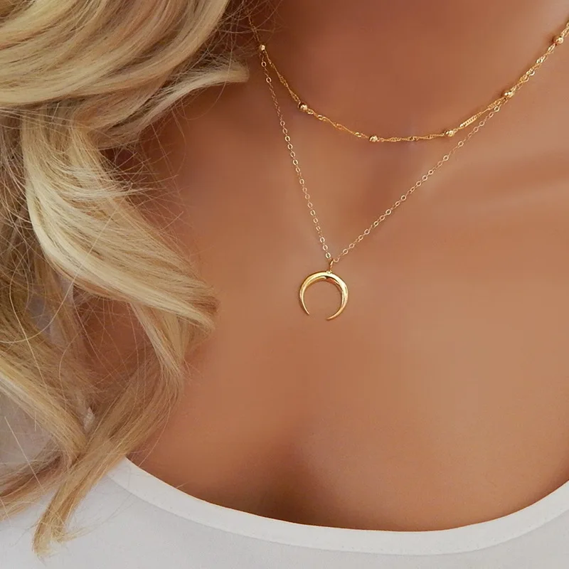 Moon Map Necklace Chains Women Party Charm Jewelry Valentines Statement Multilayer Gold Layered Clavicle Goth | Украшения и