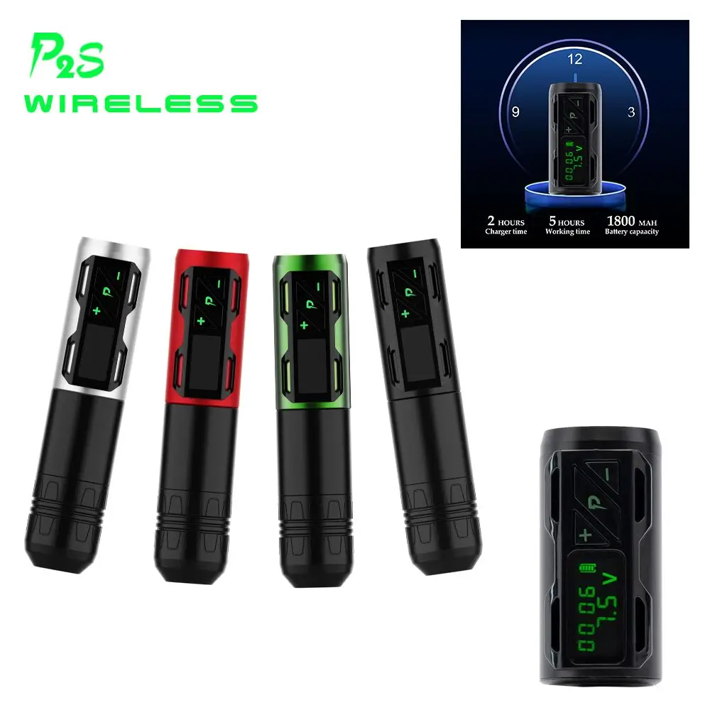 ez-portex-generation-2s-p2s-wireless-battery-tattoo-pen-machine-customized-swiss-motor-with-power-pack-black-red-green-silver