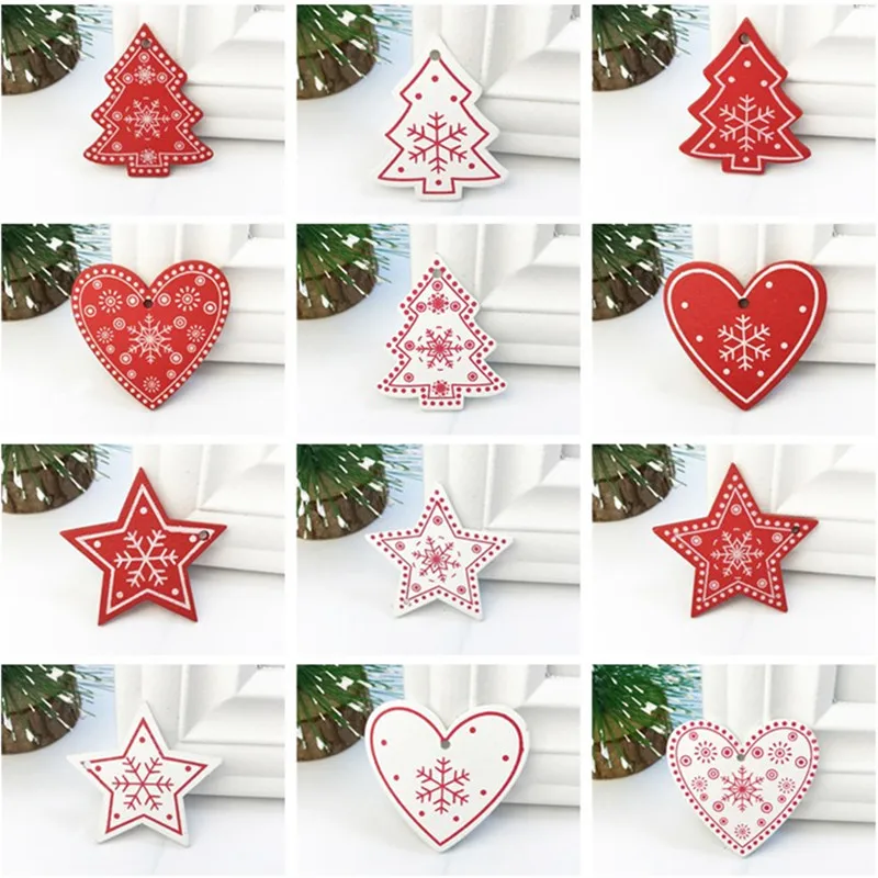 

1PC New Year Natural Wood Christmas Tree Ornament Wooden Hanging Pendants Gifts Snow Elk Christmas Decora adornos de navidad