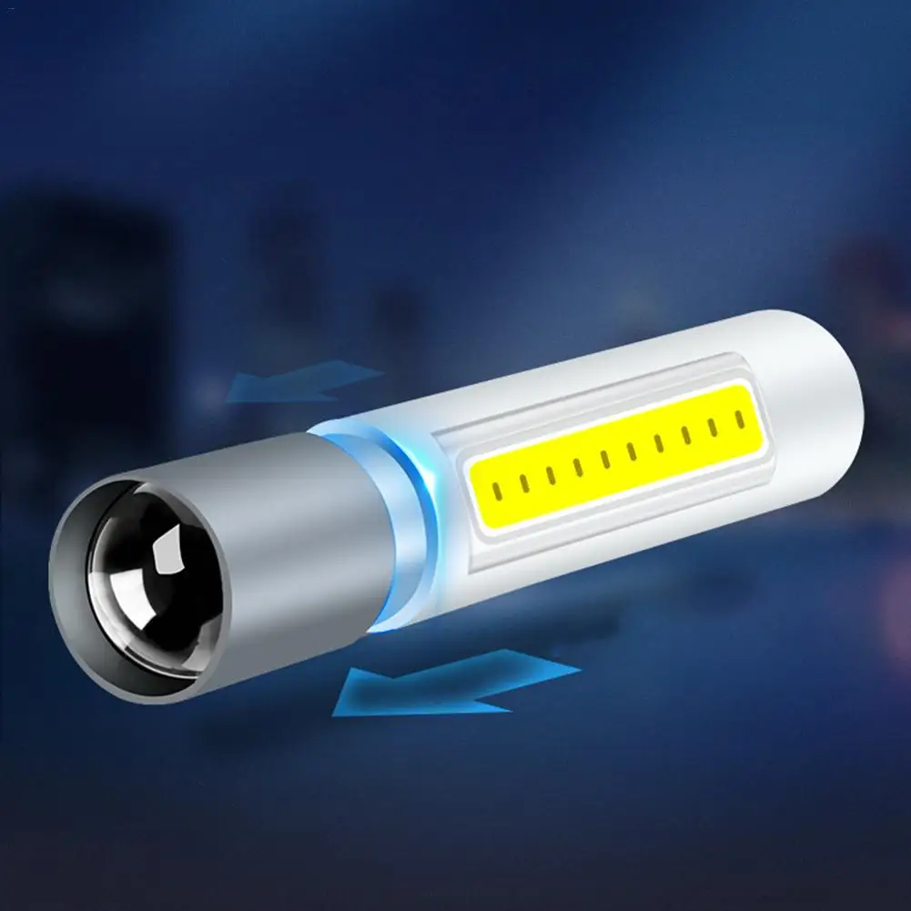Портативный водонепроницаемый XPE+ светодиодный магнитный фонарик мини USB Перезаряжаемый масштабируемый фонарик боковой COB свет для кемпинга