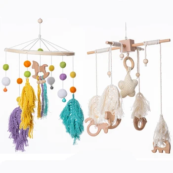 

Baby Rattles Tassel Child Mobile Musical Carousel Stars Rotating Toys Newborn Crib Bed Bell Pregnant Mom DIY Handmade Cartoon