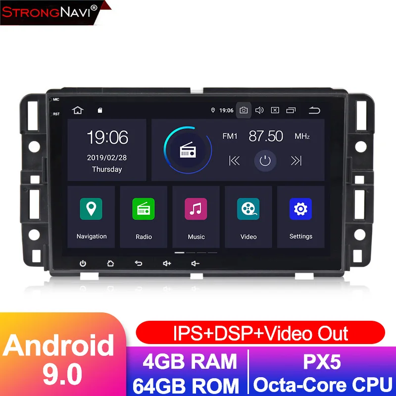 4 + 64G ips экран 8 дюймов Android 9 0 авто радио для GMC Yukon Sierra Tahoe полный сенсорный