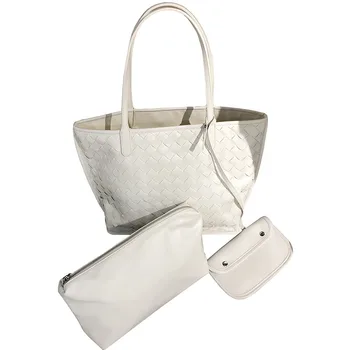 

Three-piece Wide Woven Handbag Bag Female 2020 New Female Bag Large Capacity Casual Totes Fashion Wild Shoulder Bags Sac A Main