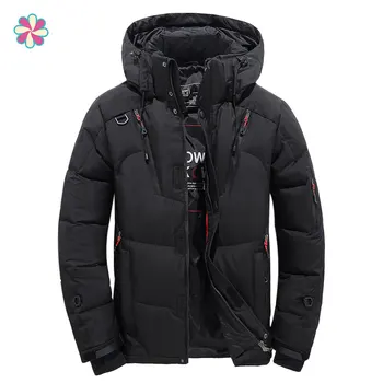 

Men Down High Quality Thick Warm Winter Jacket Hooded Thicken Duck Down Parka Coat Casual Slim Overcoat With Many Pockets W118