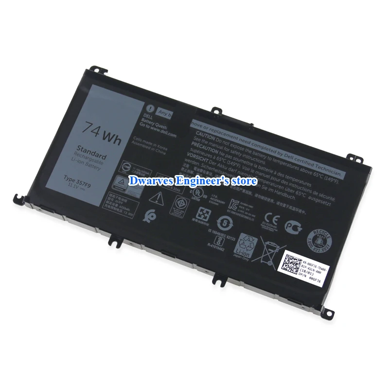 Оригинальный 74Wh 357F9 Батарея для Dell Inspiron 15(7559) 15 7559 7557 7566 7567 I7559 763BLK ноутбук 11 1