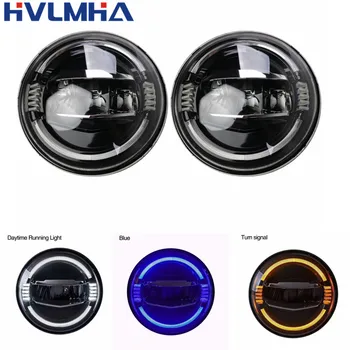 

For Lada 4x4 urban Niva 7''Inch Round LED Headlights Hi/Lo Beam Amber Halo Ring 7inch Headlight For Jeep Wrangler JK TJ LJ 2pcs