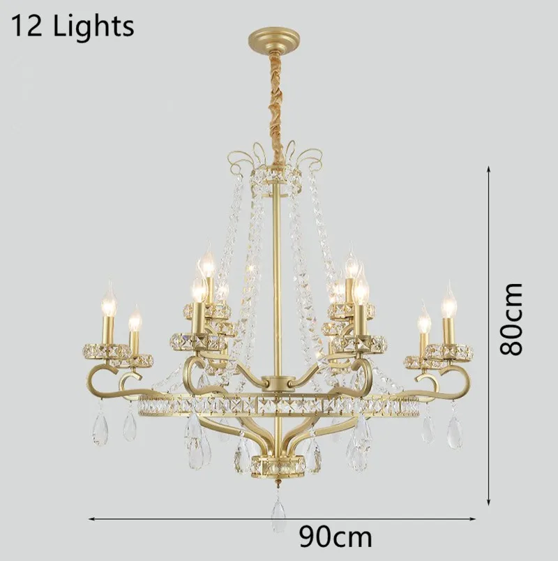 12 lights Современная Золотая люстра, хрустальное украшение, светильник для ресторана, гостиной, спальни, лампа, подсвечник, хрустальные люстры - Цвет абажура: 12 lights