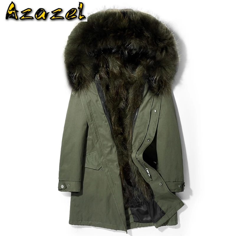 

Azazel Men Clothing Thick Men's Winter Down Jacket 2020 New Real Raccoon Fur Coat Male Warm Hooded Parkas Ropa Hombre LXR353