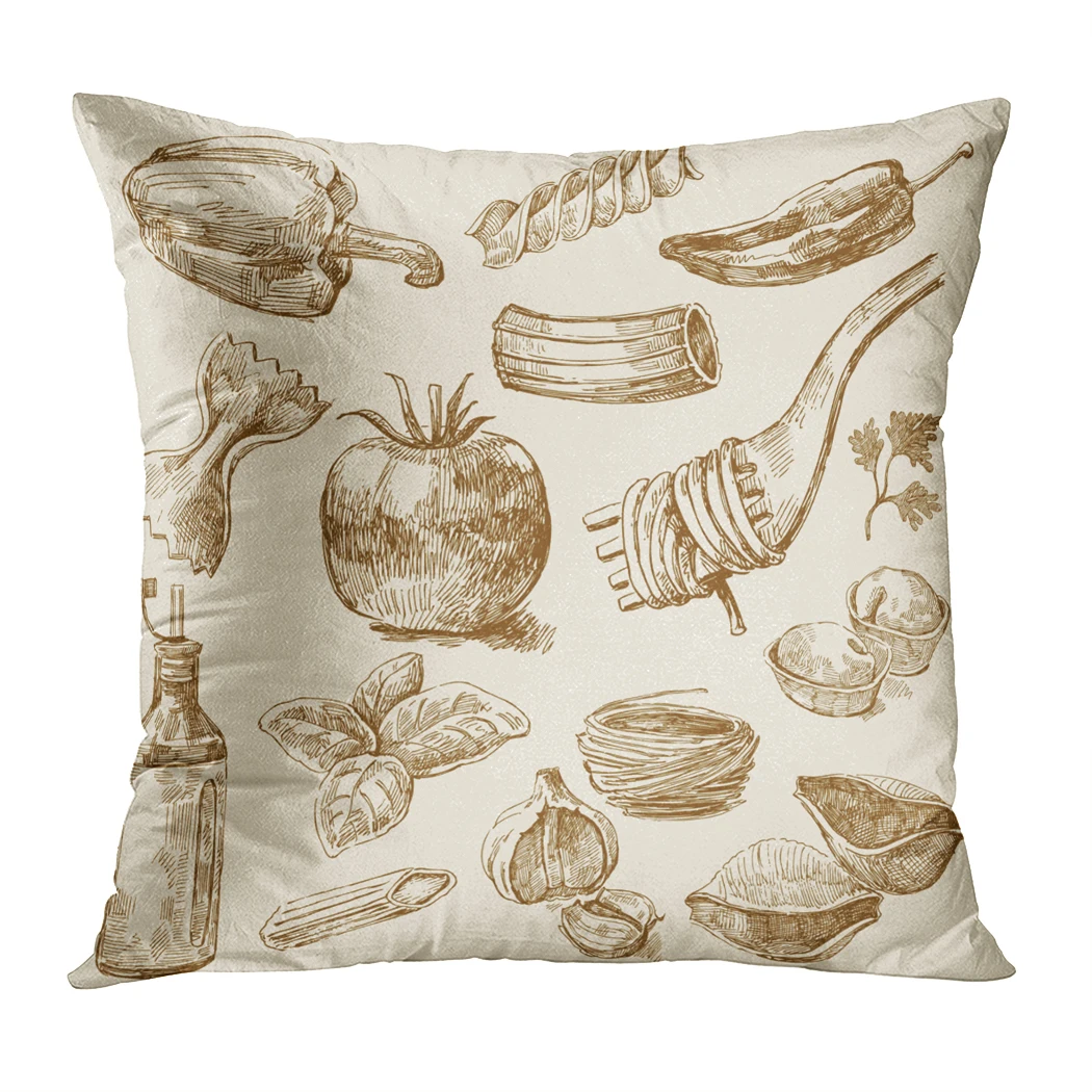 Pasta Shapes Cushion Cover Home Decor Food Tomato Decorative Pillow