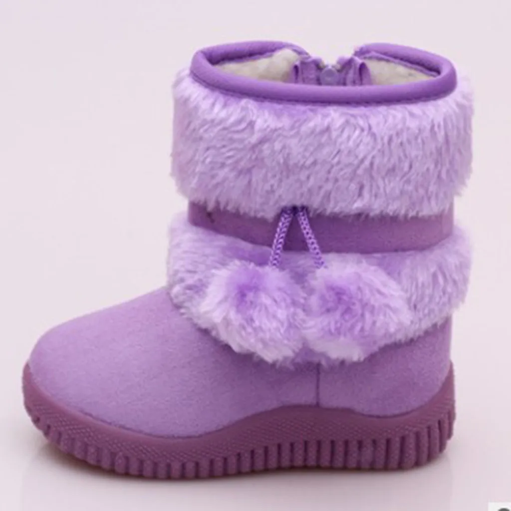 Детские зимние ботинки для мальчиков и девочек, одноцветные теплые уличные ботинки, толстые теплые ботинки с хлопковой подкладкой, замшевые ботинки с пряжкой, детская обувь/