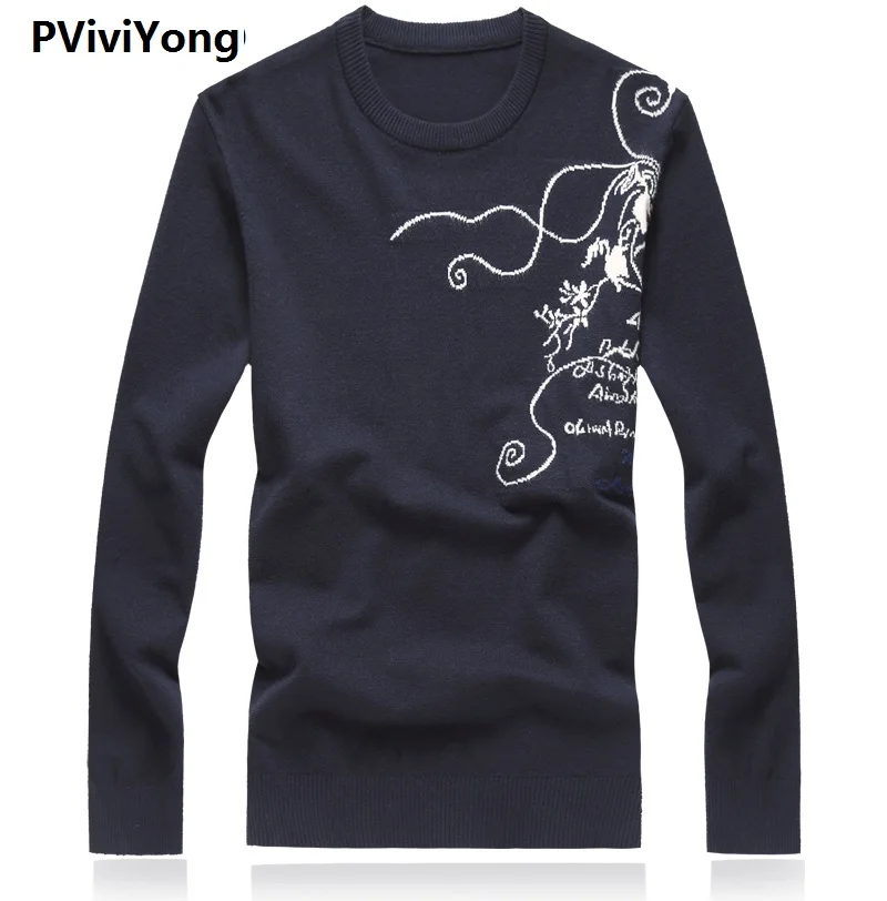 Черный PVIVIYONG new arrival autumn high quality printed sweater men,men's casual pullovers 9882 - Цвет: Черный
