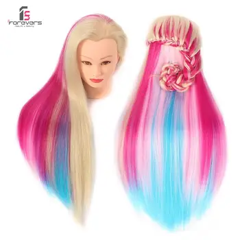 

Hot Salon Training Head Hairdressing Mannequin Doll 24 Inch Colorful Hair + Free Clamp
