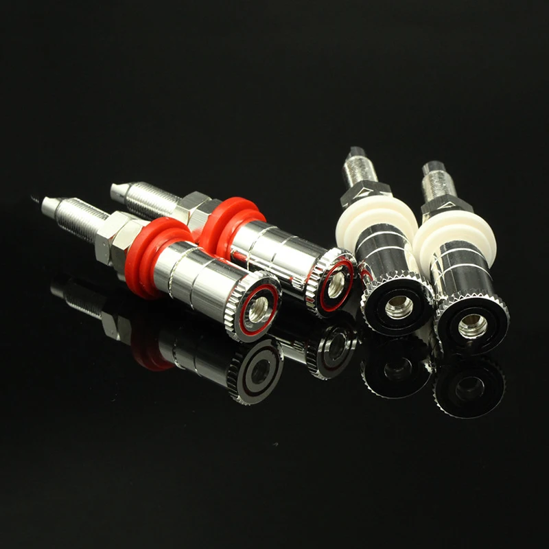  Colleimage Hifi audio 4 pz/set di Rame argento placcato Speaker Binding post Terminal Connettori WB