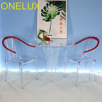 

Set of Acrylic Pedestal Banquet Table/ balcony/leisure/small negotiating/meeting table and chairs