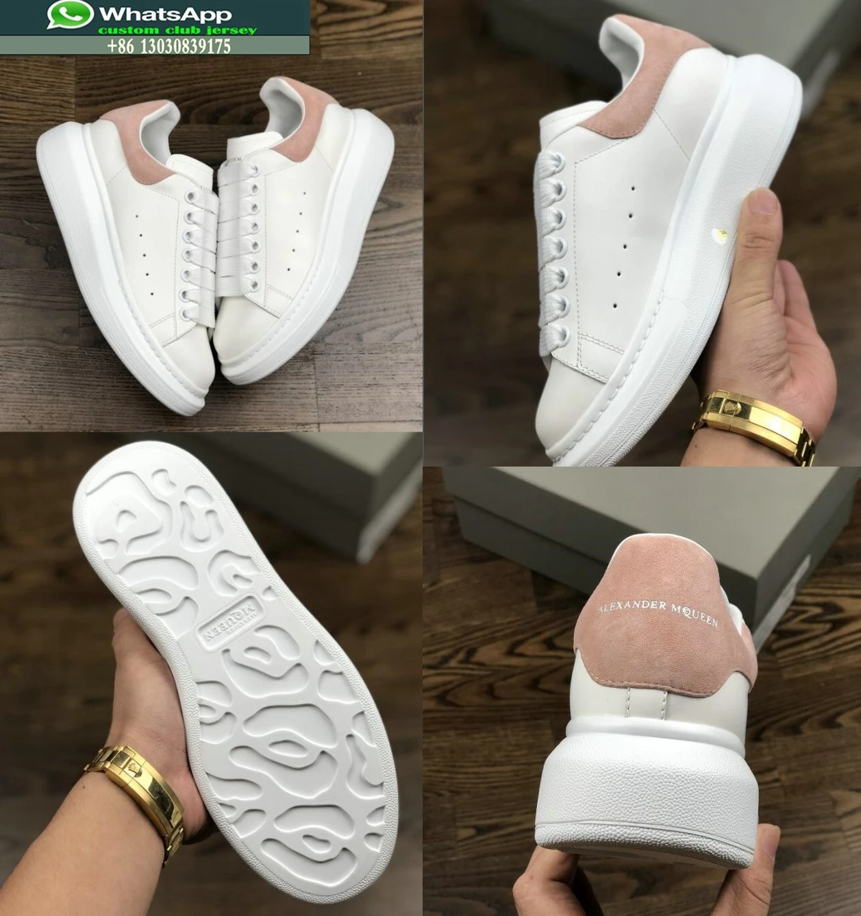 

Luxurys Alexander McQueens Sneakers shoes for Men/Women Euro size 35-44 Rose/White B010