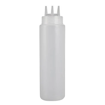 

CSS 5 PCS 3 Hole Sauce Bottles Ketchup Squeezing Dispenser 24OZ Salad Cruet Syrup Condiment Plastic Pot Kitchen BBQ Tools