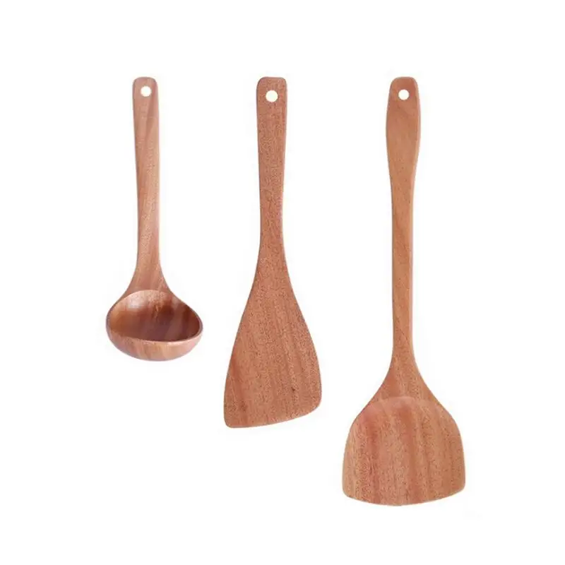 1pc Spatula Durable Lightweight Long Handle Non-Stick Wooden Cooking Utensil For Restaurant Kitchen Home