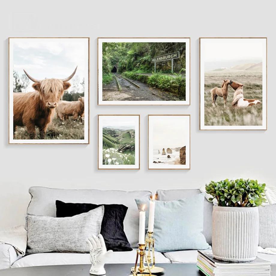 

Horse Cattle Rice Field Flower Beach Wall Art Canvas Painting Nordic Posters And Prints Wall Pictures For Living Room Home Decor
