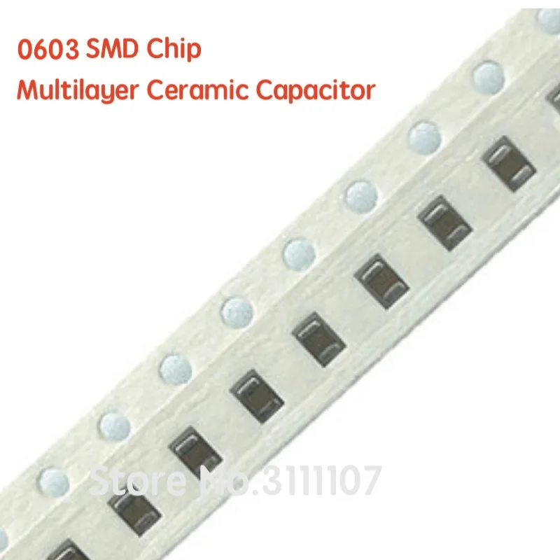 100PCS 0603 SMD Chip Capacitor Cerâmico Multicamadas 0.5PF-22uF 10pF 22pF 100pF 10nF 15nF 10 100nF 0.1uF 2.2uF 4.7uF 102 uF 103 106