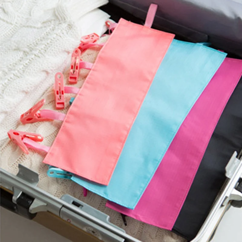 Multifunctional Portable Cloth Hanger Drying Rack Foldable Bathroom Rack Travel Clothespin 6 Clip Hanger Towel Socks Hanger Clip