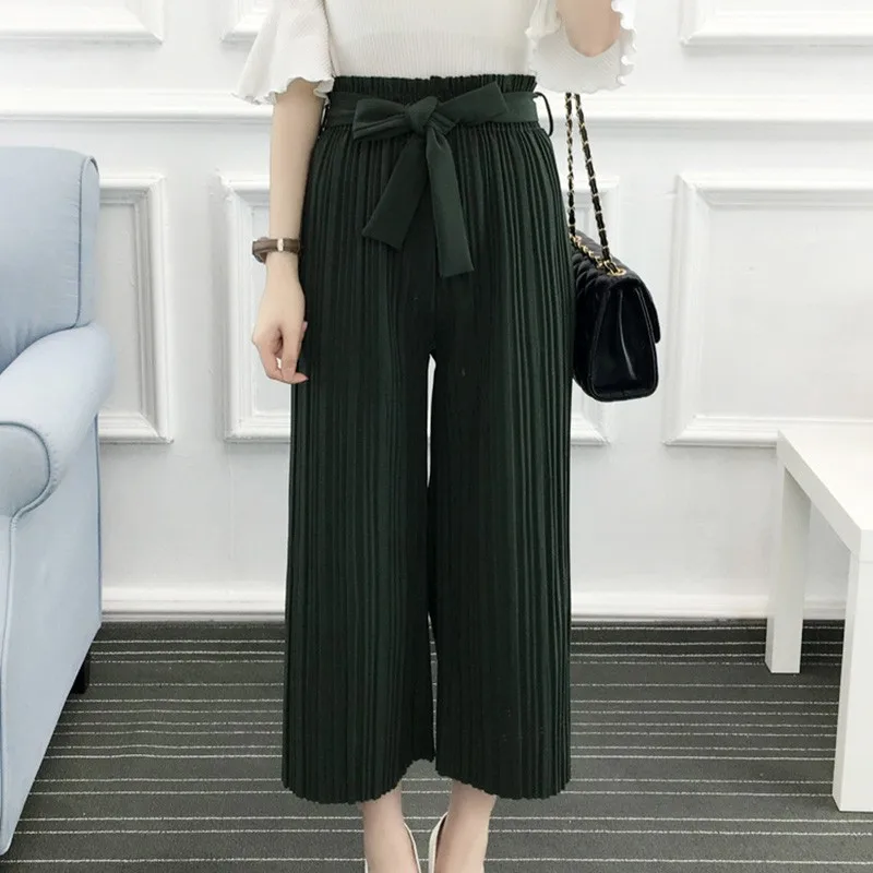 Women Straight Pleated Pants Fashion 