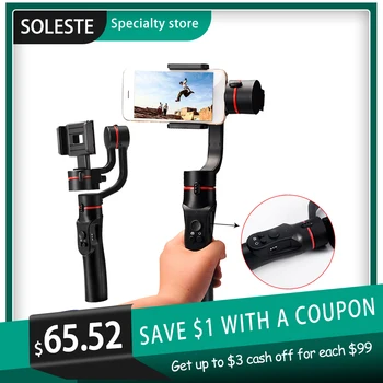 

SOLESTE H2 Three-Axis Photography anti-shake Smartphone Stabilizer USB charing Selfie Travel Handheld Gimbal video follow-up