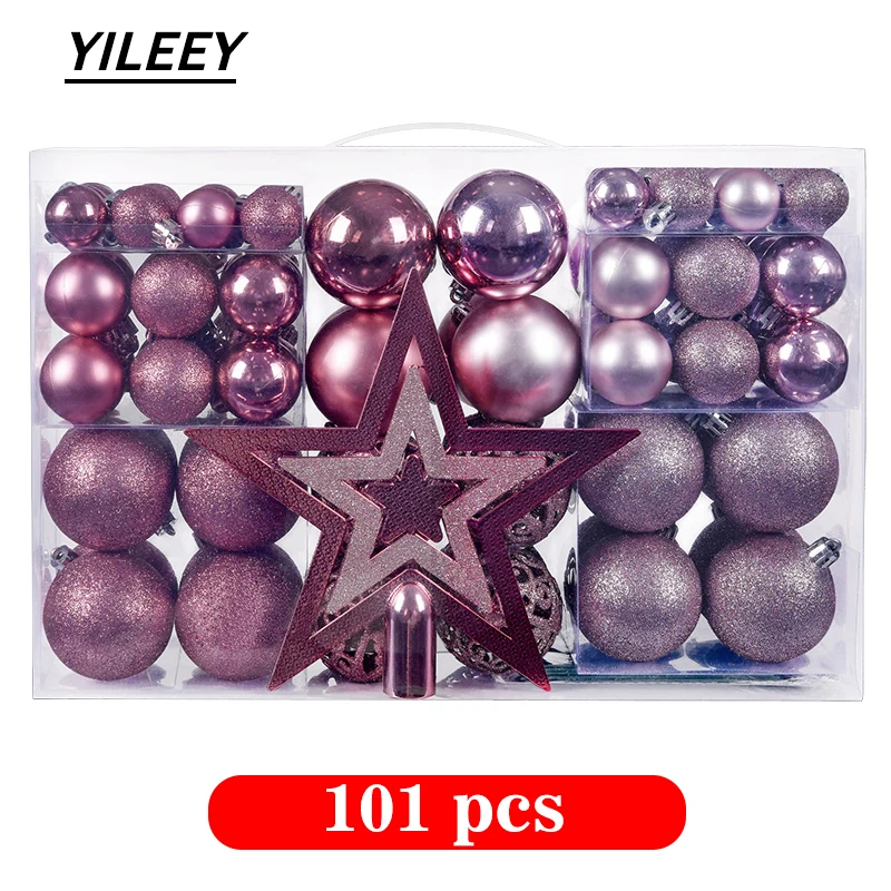 YILEEY Boules de Noel Decoration Sapin Noel 101 Pièces, Boîte de Boules
