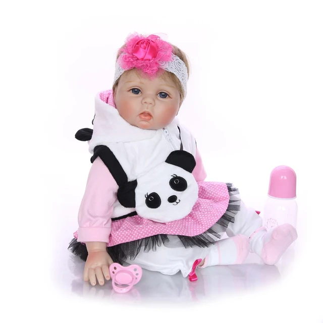 Lovely bebe reborn 22inch panda clothing soft silicone reborn baby dolls  for girls children gift reborn toddler bonecas - AliExpress