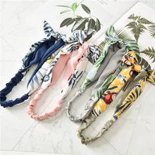 Новинка, стильная повязка для волос с кроличьими ушами, женский головной убор с бантом, двойной цвет, хипстерская эластичная повязка на голову, три состояния