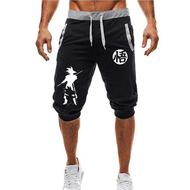 Летние новые мужские Шорты повседневные шорты модные спортивные штаны с принтом Dragon Ball Goku для фитнеса, шорты для бега - Цвет: 3 black