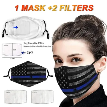

1pc Adult Cotton Printed Pm2.5 Activated Carbon Washable And Reusable Adjustable Protective With 2 Filters Large Stock Send Fast