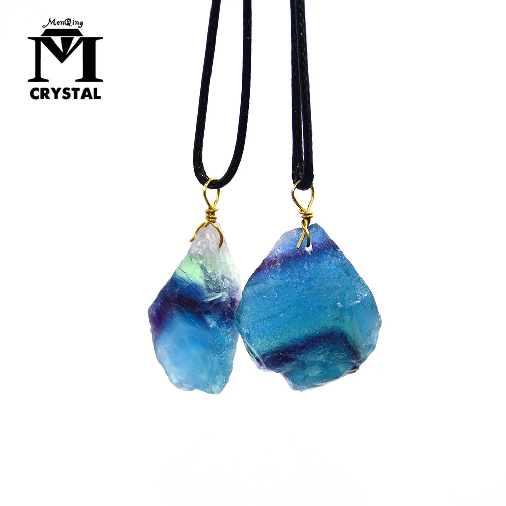 Флюоритовая Подвеска из натурального синего камня Хрустальная подвеска грубого