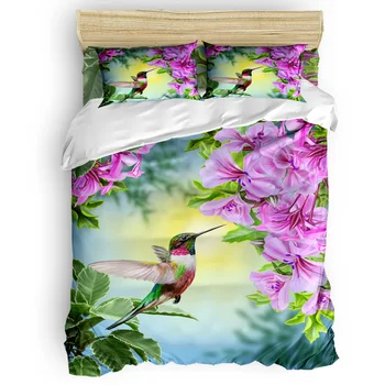 

Nordic Flamingo Plant Attracting Hummingbirds Printing Custom Bedding Set 3D Digital Printing Christmas Bedding Set US KING QUEE