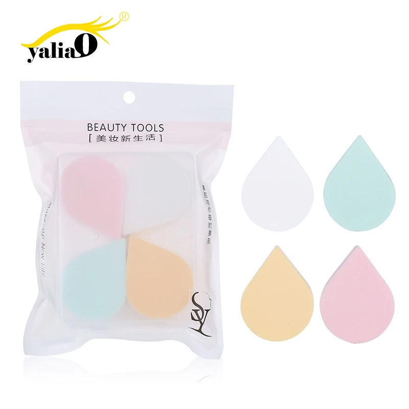 

YALIAO 4pcs Water Drop Shape Cosmetics Puff Hydrophilic Sponge Powder Foundation Makeup Puff Random Color For Facial Beauty