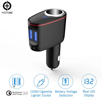 

100W Cigarette lighter 30W USB QC3.0 Car Charger Cell Phone Charger 2 Port for iPhone/ipad Samsung Huawei xiaomi
