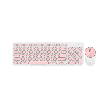 

FD Wireless iK6630 Keyboard & Mouse Combo 2.4GHz Cute Round Key Set Smart Power-Saving Silent Clicks Slim Combo