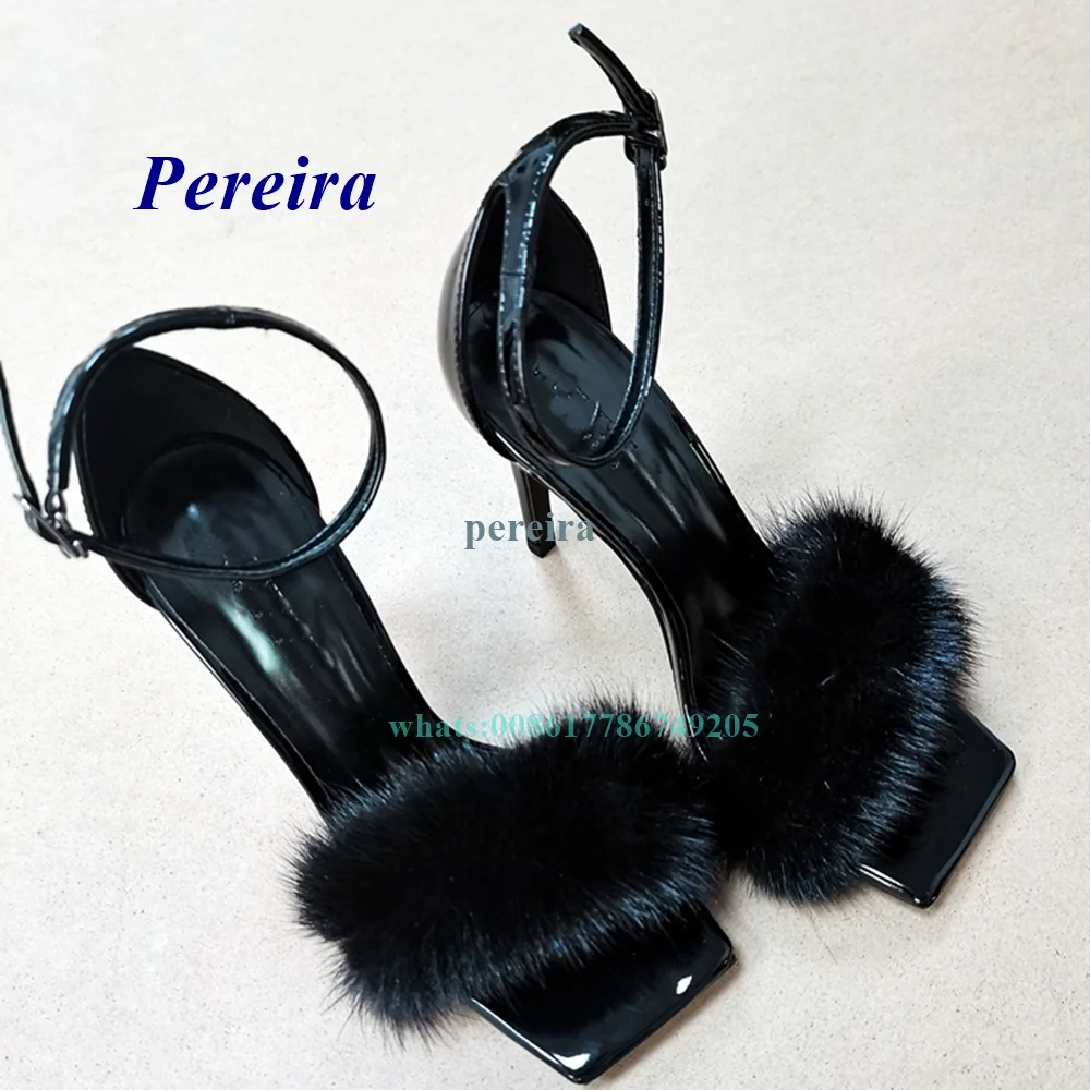 Amazon.com | YIBLBOX Women's Feather Heels Open Toe Sandal Fluffy Fur High  Heel Shoes Ankle Strap Stiletto Pump for Wedding Party Dance Evening |  Heeled Sandals